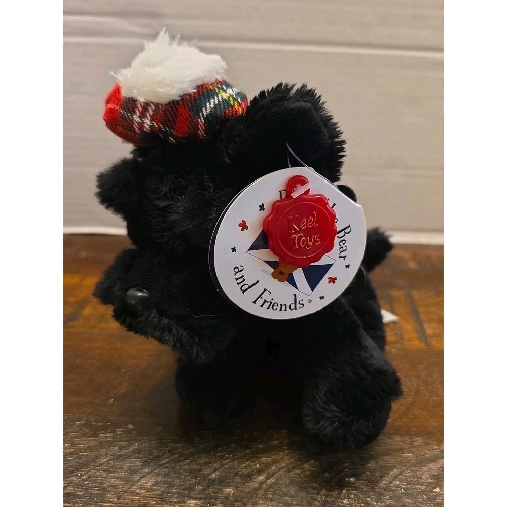 Keel Toys Scottish Terrier Scottie Dog Plush Tartan Plaid Tam Hat Scotland NWT